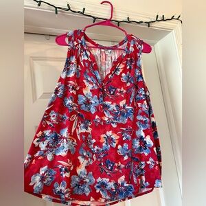 Sonoma Red and Blue Floral Tank Top